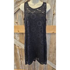 NWT Bethany sz XS vintage lined lave eyelet black classy shift dress oversized
